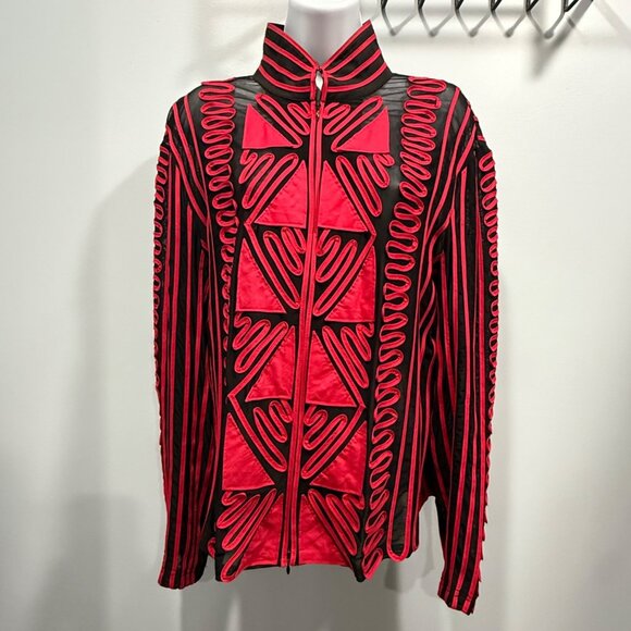 VTG Joseph Ribkoff Statement Jacket Black Red Geometric Abstract Bold 80s 90s XL - Picture 6 of 14